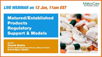 Live Webinar on Matured / Established Products Regulatory Support & Models - 12 Jan 2017