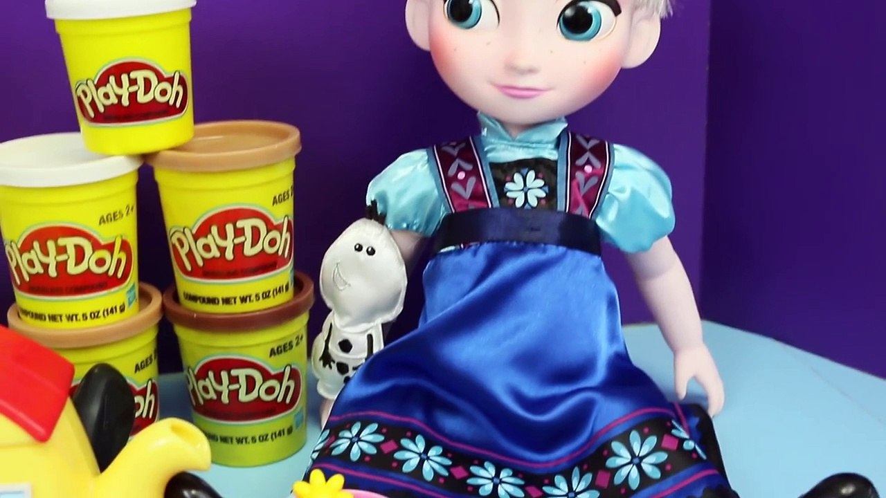Frozen Play Doh Peppa Pig Tea Party Elsa Anna Toddler Dolls Playdough Food Cookies DisneyCarToys