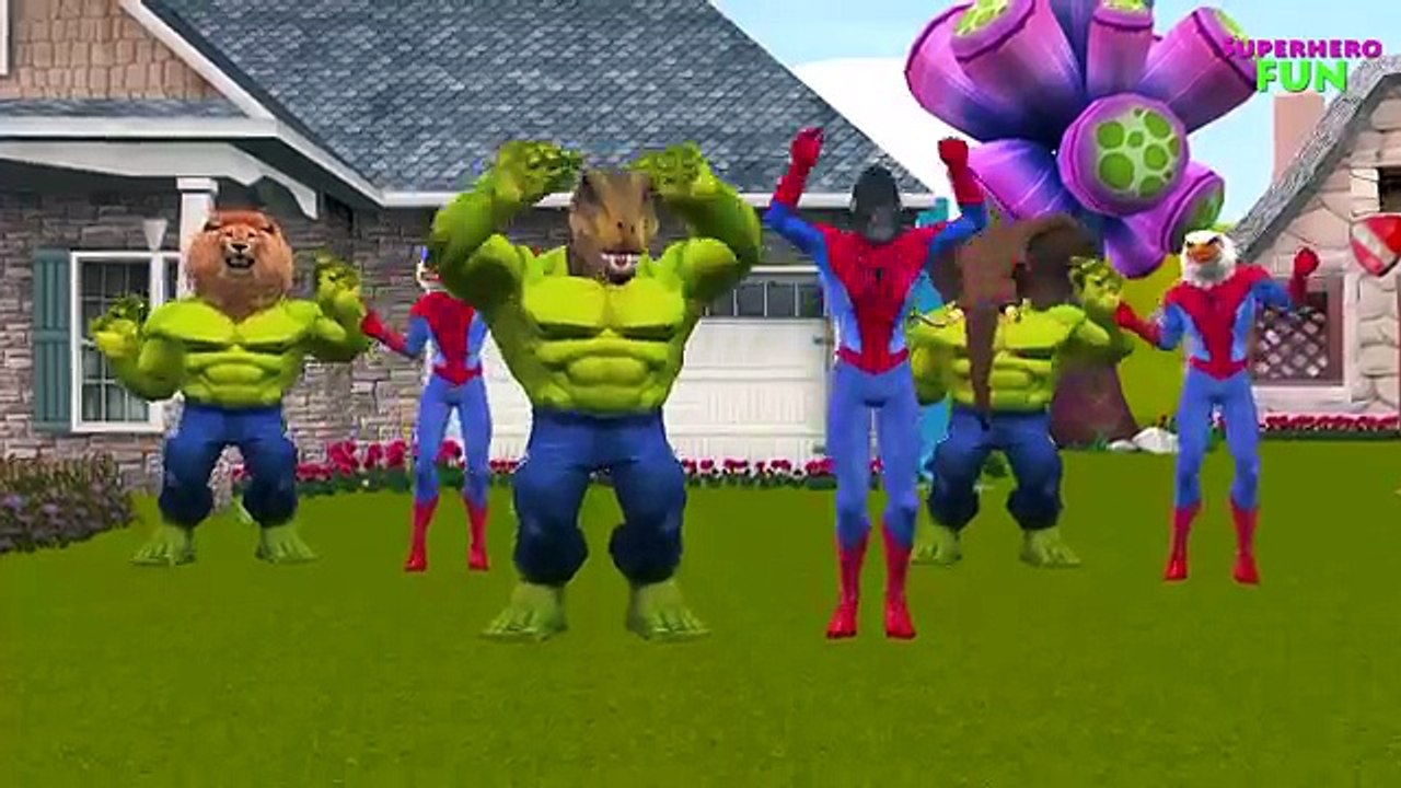 Dinosaur Shark Face Spiderman Hulk Nursery Rhymes | Dinosaur Vs Gorilla Finger Family Children Songs