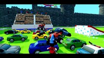 MONSTER TRUCK MCQUEEN CARS Destroy Police Car   Spiderman attack Venom & save Mickey Mouse From Jail