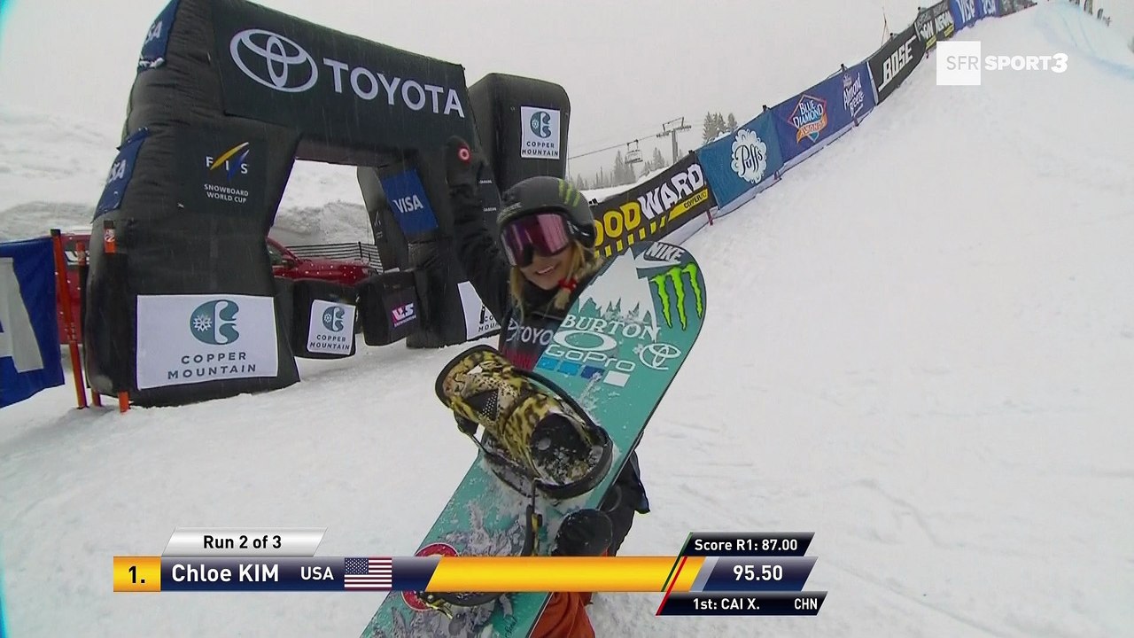 Snowboard - Halfpipe - Copper Mountain - Victoire de Chloe Kim et Pat Burgener