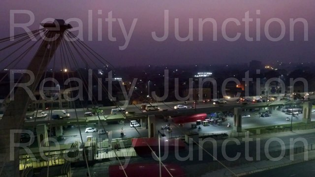Azadi Chowk Flyover Lahore Night Aerial View