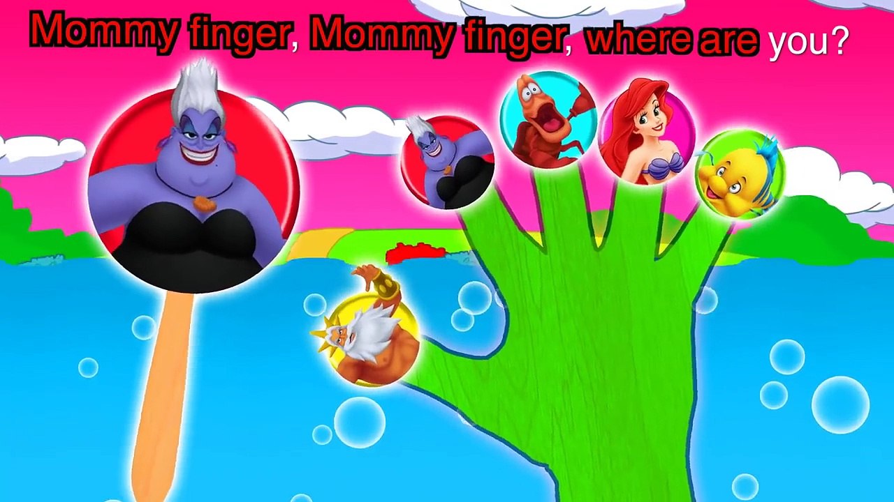 Disney Ariel Finger Family Lollipop Nursery Rhymes Lyrics | Collection of kids animation