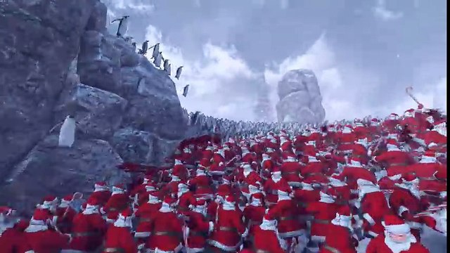 Un combat épique entre une armée de 11 000 manchots et 4 000 Pères Noël