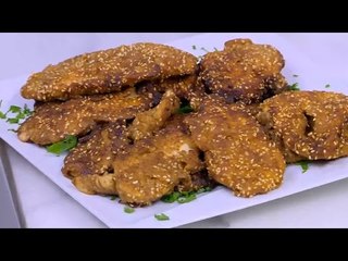 دجاج بالبقسماط والسمسم | نجلاء الشرشابي