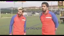 Leo Messi & Luis Suarez shoot down drones on Japanese TV