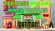 Ninja Turtles teach Batman featuring Duplo Lego Spiderman Superman and Buzz Lightyear