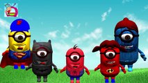 Super Heroes Finger Family | 3D Funny Minions finger Family Rhymes