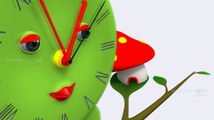 Hickory Dickory Dock with parrot Rhyme in 3D for Children with lyrics