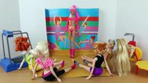 Frozen Barbie Yoga Workout Class Elsa Disney Princess Anna Brave Merida Rapunzel DisneyCarToys