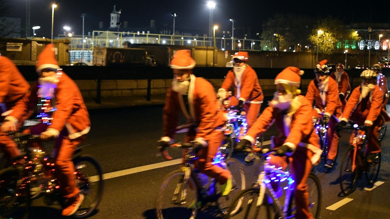 Cycling Santas