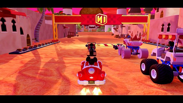 Mickey and Minnie Mouse race with Donald Duck. Nursery Rhymes for kids