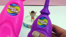 Démo Aqua Sand Playmobil – Aqua Sand rose et violet dans une piscine – La baigneuse se réjouit