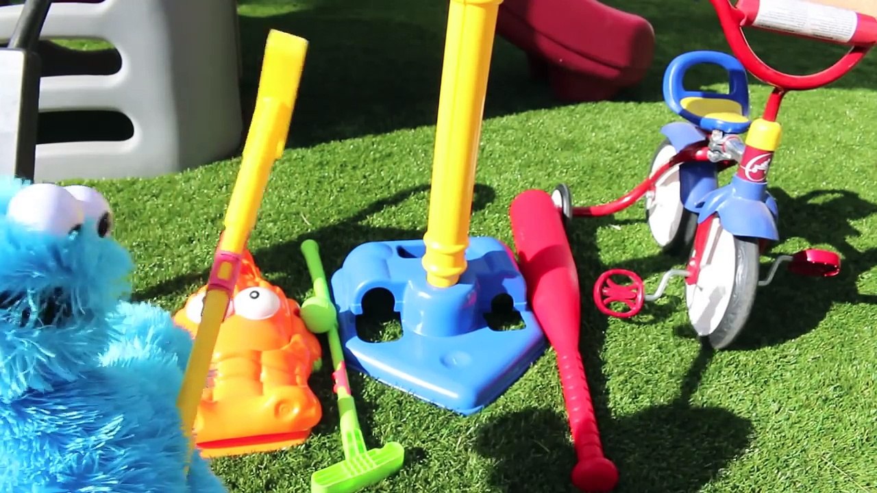 Cookie Monster Cozy Coupe Car With Super Mario Backyard Fun Baseball, Toy Lawn Mower ToysReviewToys