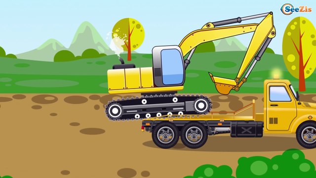 The Yellow Excavator Crash - Diggers Cartoons - Vehicle & Chi Chi Car for children