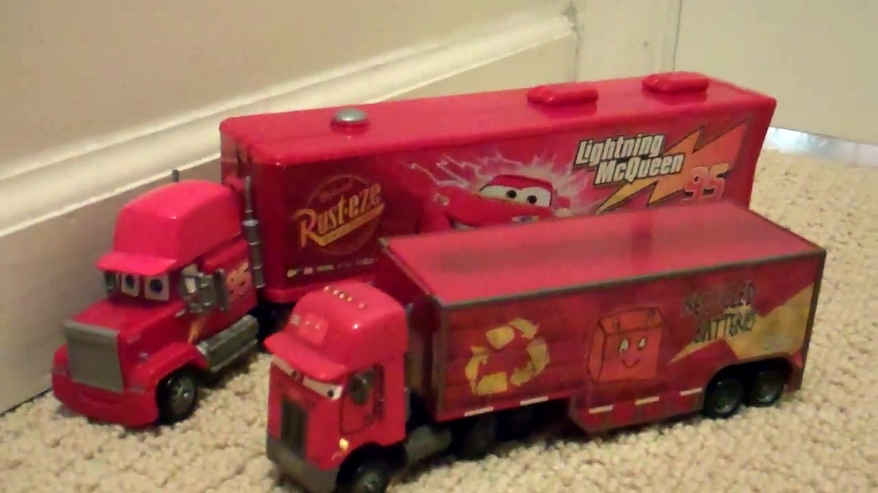 Disney Cars Jerry Recycled Batteries Peterbilt Semi Truck Toy Review ...