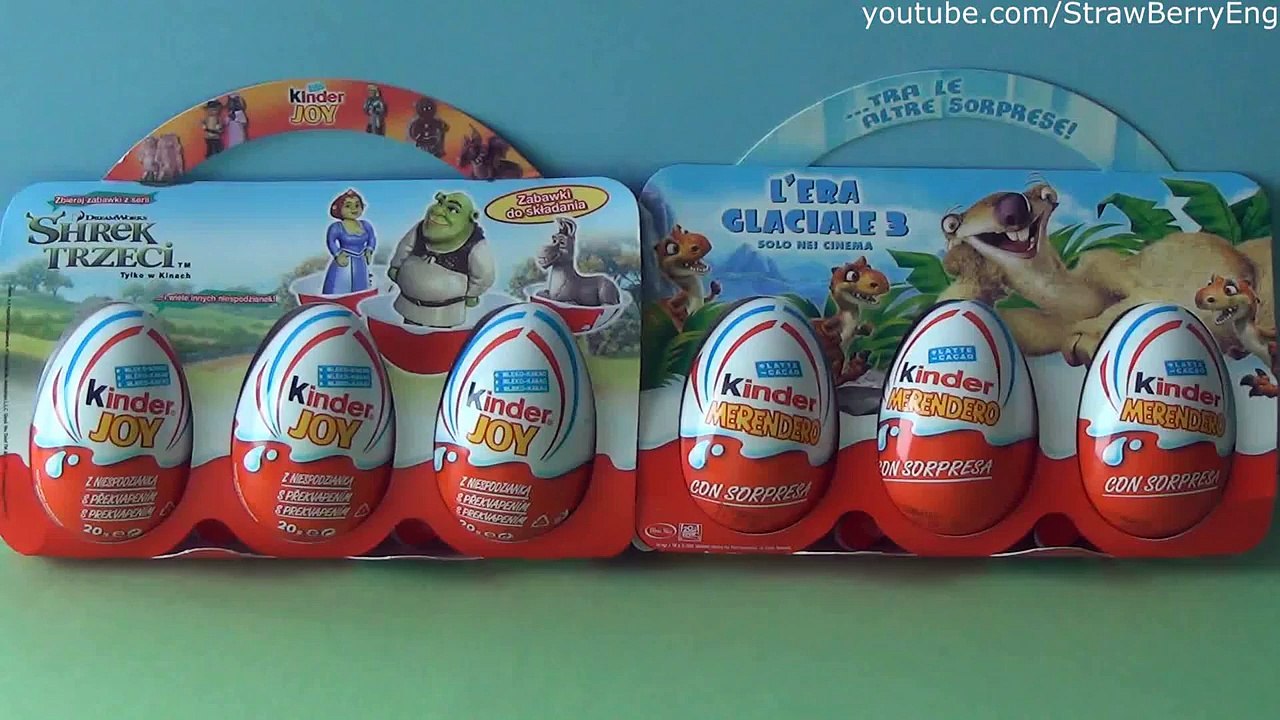 Kinder surprise eggs unboxing Shrek Ice Age 3 retro 2007