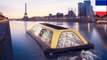 Floating gym in Paris uses human energy to cruise down the river Seine