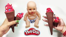 Mini Ice Cream-Large Shaped Candy Playdough- DIY Play Doh Ice Cream Yummy for Baby Doll