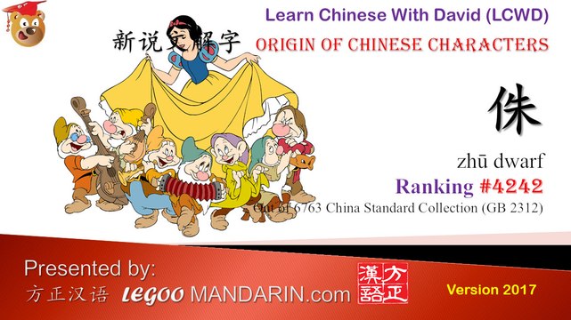 Origin of Chinese Characters -4242 侏 zhū dwarf - Learn Chinese with Flash Cards