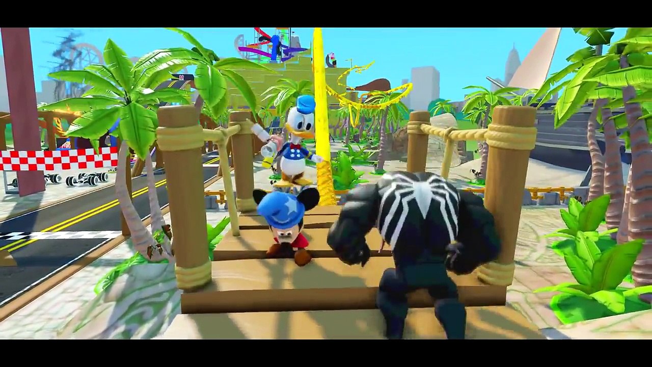 [ Lightning McQueen ] CRAZY VENOM with Disneys Mickey Mouse and his Friend Donald Duck ! Race