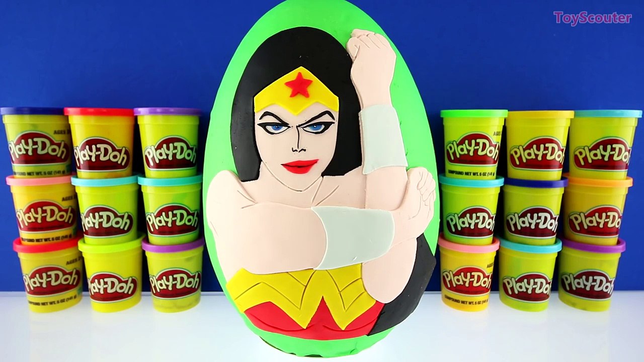 GIANT WONDER WOMAN Surprise Egg Play Doh - Justice League Toys Mashems Star Wars Minecraft