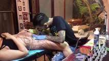How to​​Tattoo on herself ​(Girl Body) in Thailand