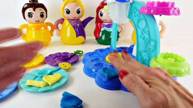 Disney Princess Tea Party with Play Doh Mermaid Ariel Snow White Rapunzel Belle Playdough DCTC Toys