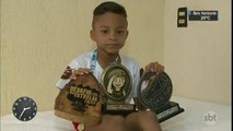Menino de 6 anos se inspira em Bolt e voa nas pistas