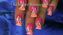 Nail Art Tutorial | DIY Easy Neon Hot Summer Nails | Stripe Nail Design