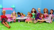 Barbie Kelly Birthday Party BOUNCE HOUSE ACCIDENT with Frozen Elsa & Anna Kids DisneyCarToys