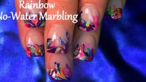 Neon Rainbow Nails! No Water needed Drag Marble Nail Art Tutorial