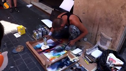 Nghệ sĩ đường phố vẽ tranh bằng sơn tuyệt đẹp