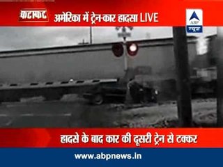 Woman's miraculous escape from her car despte being hit by train twice