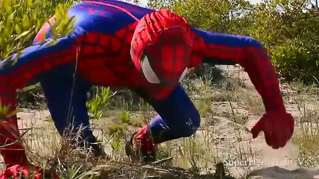 Superhero in Real Life Spiderman Vs Venom The Captures Binds Him With A Rope And Take A Picture In