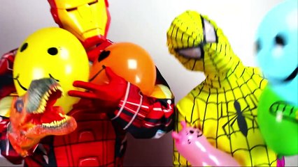 Colors Popping Balloons Learn Colours Balloon TOP Finger Family Kids Song Spiderman vs Iron Man