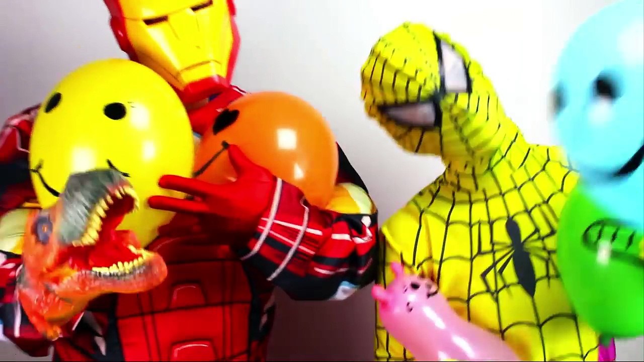 Colors Popping Balloons Learn Colours Balloon TOP Finger Family Kids Song Spiderman vs Iron Man