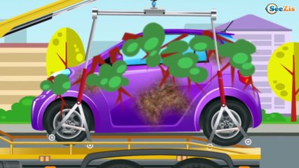 The Yellow Excavator digging & Little Truck help - Emergency Vehicles - Cars & Trucks for Kids