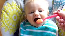 The Panting Baby Michael from Family Fun Pack SO CUTE Eating Vegetables