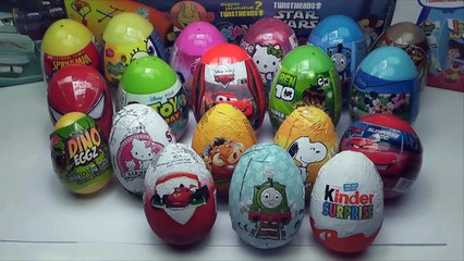 19 Surprise Eggs, Kinder Surprise Cars 2 Mickey Mouse Spongebob Disney Pixar