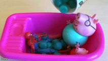 Learn Colors Spider-Man Peppa Pig Baby Bath Time Playing With Colors Candy Peppa Pig Family