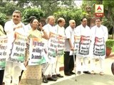 TMC MPs on a dharna outside Parliament