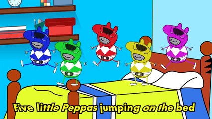 #Five Little #Peppa #Power Ranger #Jumping on the Bed Nursery Rhymes Lyrics