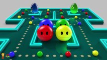 Çocuklar için pacman ile renk öğrenin | Renkler 3d pac-man karikatür eğitim