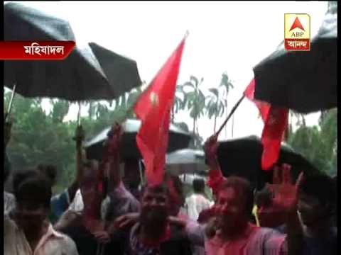 Panchayat poll counting: CPM supporters celebrate their party's victory in Mahishadal