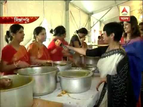Several bengali food items at a durga puja by bengali expatriates of singapore.