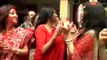 Rituparna Sengupta dancing at a puja pandal after sindoor khela.