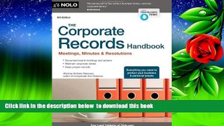 BEST PDF  The Corporate Records Handbook: Meetings, Minutes   Resolutions FOR IPAD