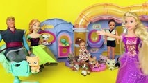 Frozen Barbie Dolls Get LPS Pet with Rapunzel, Anna, Kristoff, Krista Disney Princess Barbie Parody