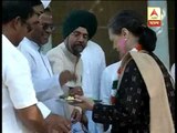 Congress President Sonia Gandhi celebrates holi